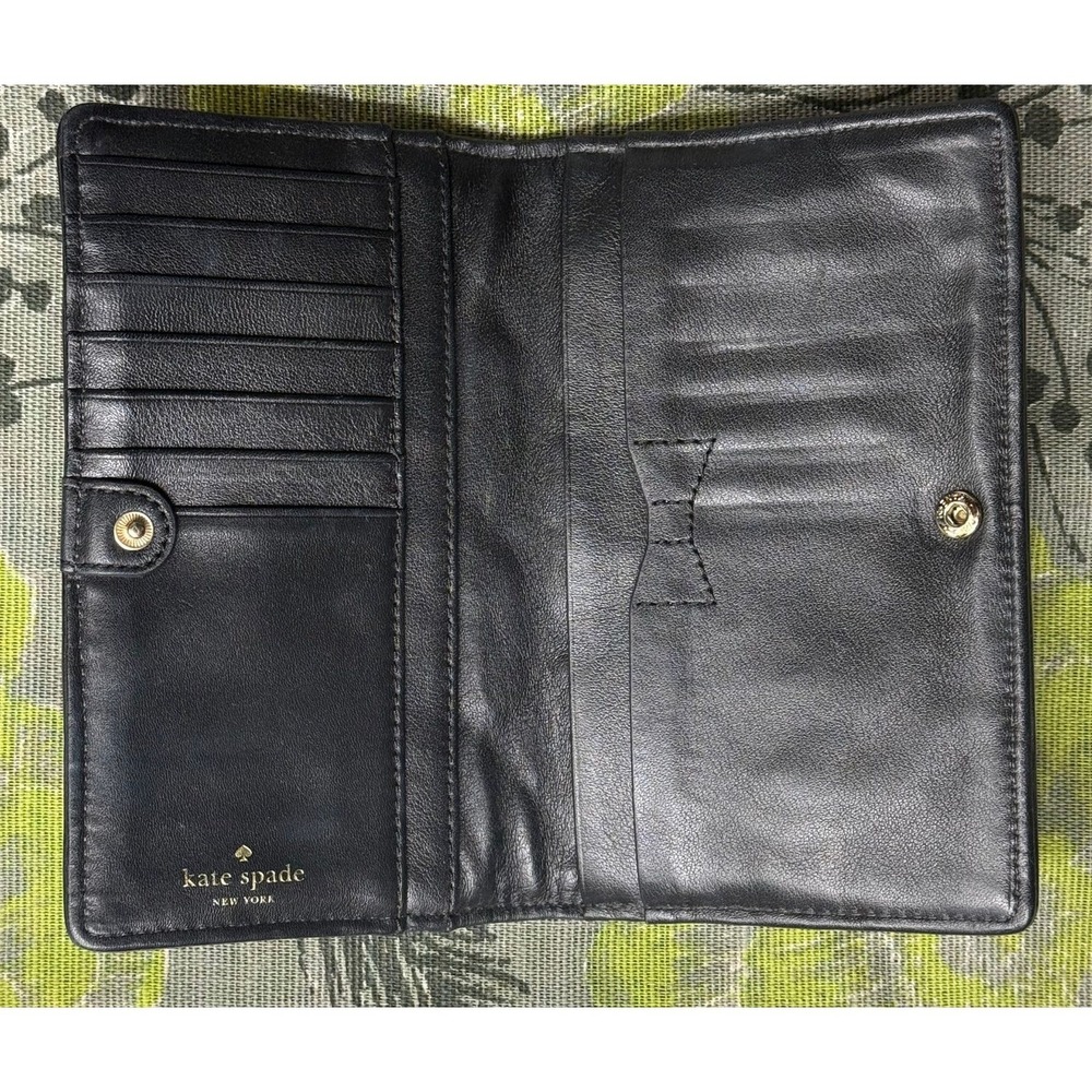 Kate Spade Quilted Leather Wallet Black Puffer Style Elevated Classic - Picture 4 of 4